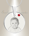 Birthstone Round July Photo Engraved Stainless Keepsake