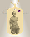 Birthstone Large Dog Tag February Photo Engraved Gold Plated over Stainless Keepsake