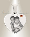 November Birthstone Heart Photo Engraved Stainless Keepsake