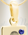 September Birthstone Gold Plated over Stainless Steel Tower Photo Pendant