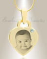 Birthstone Small Heart April Photo Engraved Gold Plated over Stainless Keepsake