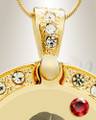 Birthstone Gem Circle January Photo Engraved Gold Plated over Stainless Keepsake