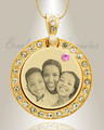 Birthstone Gem Circle June Photo Engraved Gold Plated over Stainless Keepsake