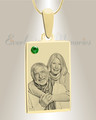 Birthstone Rectangle May Photo Engraved Gold Plated over Stainless Keepsake