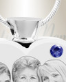 September Birthstone Heart Stainless Steel Picture Engraved Ash Pendant