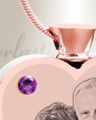 February Birthstone Heart Rose Gold Plated Picture Engraved Ash Pendant