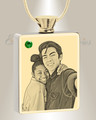May Birthstone Rectangle Gold Plated Photo Engraved Ash Pendant