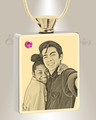 October Birthstone Rectangle Gold Plated Photo Engraved Ash Pendant