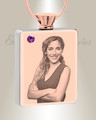 February Birthstone Rectangle Rose Gold Plated Photo Engraved Ash Pendant