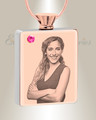 October Birthstone Rectangle Rose Gold Plated Photo Engraved Ash Pendant