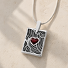 Solid 14K White Gold Crimson Heart Rectangular Ash Resin Jewelry
