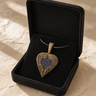 Paradise Bronze Finish Heart with Black Flame Opal Ash Resin Jewelry