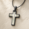Cultured Cross Black Finish Ash Resin Jewelry