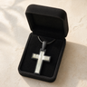 Cultured Cross Black Finish Ash Resin Jewelry