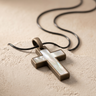 Cultured Cross Bronze Finish with Cream Ash Resin Jewelry