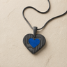 Lined Heart Black Finish Ash Resin Jewelry
