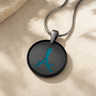Initial Round Black Finish Ash Resin Jewelry