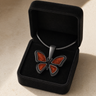 Lovable Butterfly Black Finish with Crimson Resin Ash Resin Jewelry