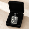 Flowered Rectangle Black Finish Ash Resin Jewelry