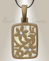 Flowered Rectangle Bronze Finish with Cream Ash Resin Jewelry