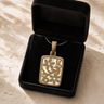 Flowered Rectangle Bronze Finish with Cream Ash Resin Jewelry
