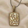 Flowered Rectangle Bronze Finish with Cream Ash Resin Jewelry