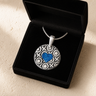Solid 14K White Gold Elaborate Round Ash Resin Jewelry