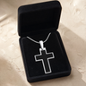 Solid 14K White Gold Cultured Cross Ash Resin Jewelry