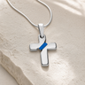 Solid 14K White Gold Honoring Cross Ash Resin Jewelry