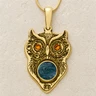 Solid 14K Gold Wise Owl Birthstone Ash Resin Jewelry
