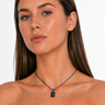 Solid 14K White Gold Charming Rectangle Ash Resin Jewelry