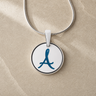 Solid 14K White Gold Initial Round Ash Resin Jewelry