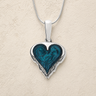 Solid 14K White Gold Feathered Heart Ash Resin Jewelry
