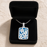 Solid 14K White Gold Flowered Rectangle Ash Resin Jewelry