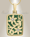 Flowered Rectangle Gold Plated with Seafoam Ash Resin Jewelry