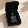 Flowered Rectangle Black Finish with Seafoam Ash Resin Jewelry