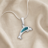Jubilant Dolphin Sterling Silver with Aqua Ash Resin Jewelry