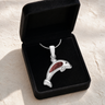 Jubilant Dolphin Sterling Silver with Crimson Ash Resin Jewelry
