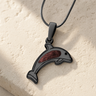 Jubilant Dolphin Black Finish with Crimson Ash Resin Jewelry