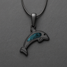 Jubilant Dolphin Black Finish with Aqua Ash Resin Jewelry
