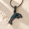 Jubilant Dolphin Black Finish with Aqua Ash Resin Jewelry