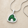 Two Of A Kind Heart Sterling Silver with Seafoam Ash Resin Jewelry