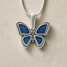 Lovable Butterfly Sterling Silver with Cobalt Ash Resin Jewelry