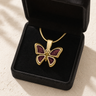 Lovable Butterfly Gold Plated with Crimson Ash Resin Jewelry