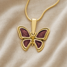 Lovable Butterfly Gold Plated with Crimson Ash Resin Jewelry
