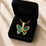 Lovable Butterfly Gold Plated with Seafoam Ash Resin Jewelry