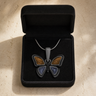 Lovable Butterfly Black Finish with Carob and Slate Resin Ash Resin Jewelry