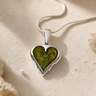 Feathered Heart Sterling Silver with Sage Ash Resin Jewelry