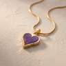 Feathered Heart Gold Plated with Mullberry Ash Resin Jewelry
