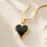 Feathered Heart Gold Plated with Black Ash Resin Jewelry